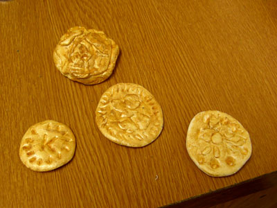 Some of the Roman coins made during the workshop!